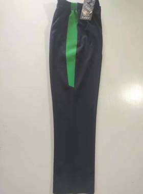 可定做中小学生男女校裤拼接绿色宽边松紧腰大码全棉长裤藏蓝黑色