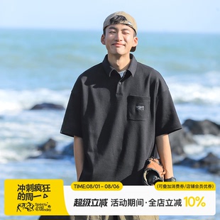 休闲翻领短袖 吕小虎日系复古假两件POLO衫 男士 2025夏季 T恤潮 新款