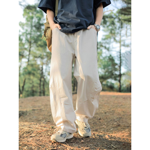 日系复古纯色基础分割休闲裤