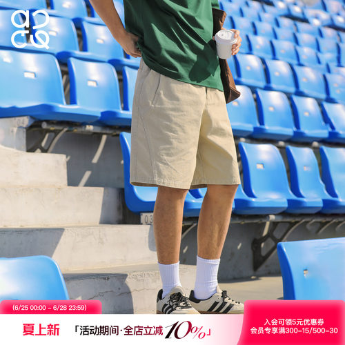 ACTUP夏季纯棉水洗做旧五分裤