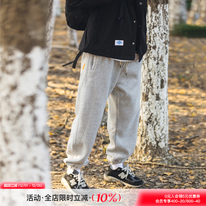 美式潮牌加绒休闲卫裤束脚裤宽松