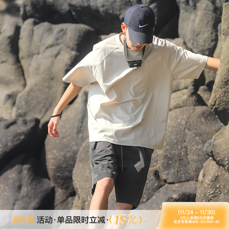 吕小虎2025夏季新款夜跑反光条短袖上衣男士轻薄透气速干凉感T恤