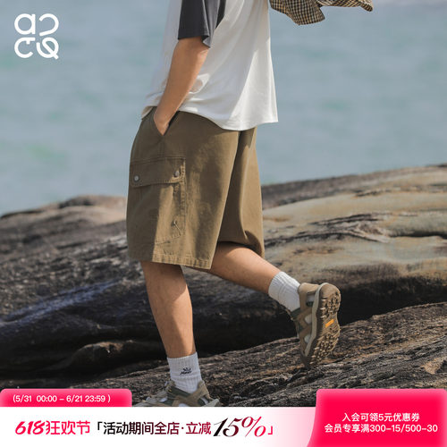 ACTUP夏季卡其工装五分短裤男