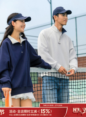 吕小虎ACTUP 春秋分割设计立领卫衣男美式潮流半拉链宽松休闲上衣