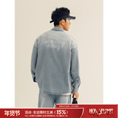 吕小虎ACTUP 男日系休闲复古水洗外套 衬衫 春季 后背链条绣牛仔长袖