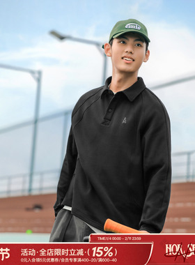 吕小虎ACTUP 美式复古亲肤透气长袖POLO衫春秋季新款休闲翻领上衣