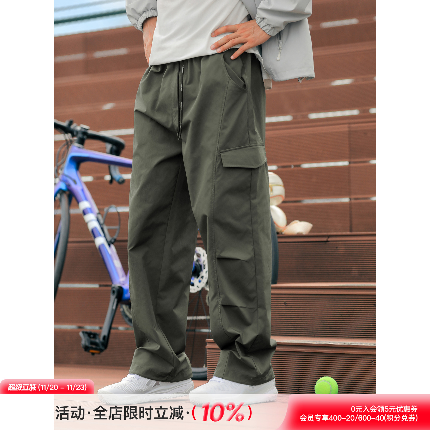 吕小虎ACTUP 秋季日系大口袋工装长裤男士宽松户外休闲直筒长裤潮