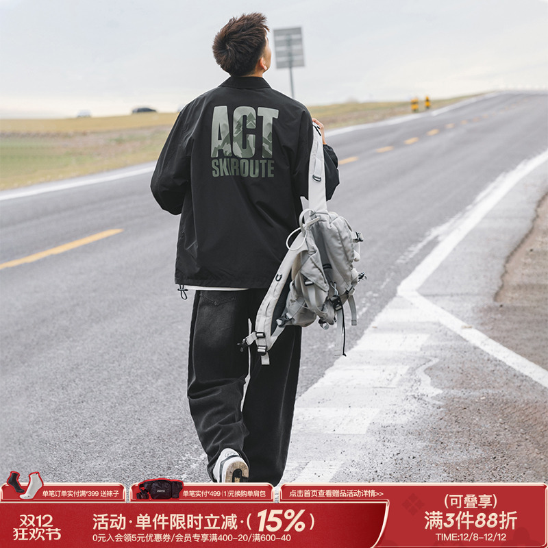 吕小虎油墨印花教练夹克休闲男