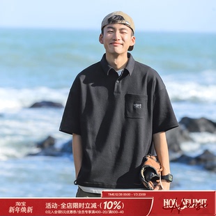 休闲翻领短袖 吕小虎日系复古假两件POLO衫 男士 新款 T恤潮 2025夏季