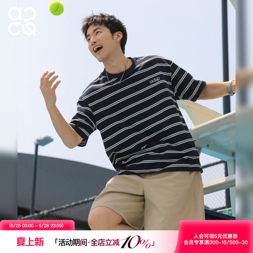 ACTUP美式条纹短袖T恤夏季透气