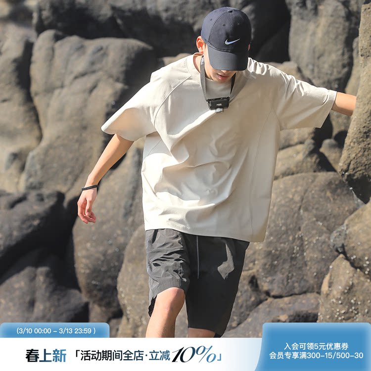 吕小虎2026夏季新款夜跑反光条短袖上衣男士轻薄透气速干凉感T恤