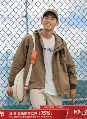吕小虎ACTUP 2026春季潮牌连帽工装夹克男日系松弛感宽松工装外套
