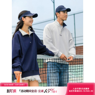 吕小虎ACTUP 潮流半拉链宽松休闲上衣 春秋分割设计立领卫衣男美式