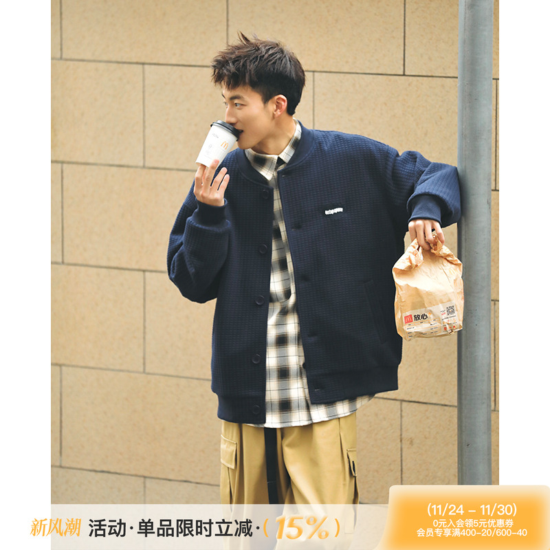 吕小虎新款华夫格夹克外套美式