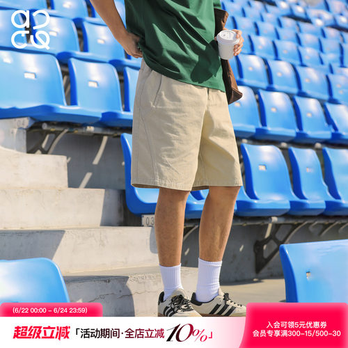 ACTUP夏季纯棉水洗做旧五分裤