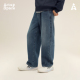 男直筒宽松休闲长裤 吕小虎ACTUP 冬季 复古水洗蓝色加绒牛仔裤 美式