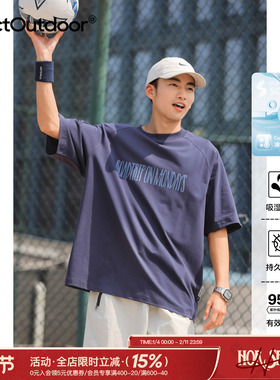 吕小虎潮牌字母印花轻薄速干情侣短袖夏季运动凉感防晒T恤衫男士