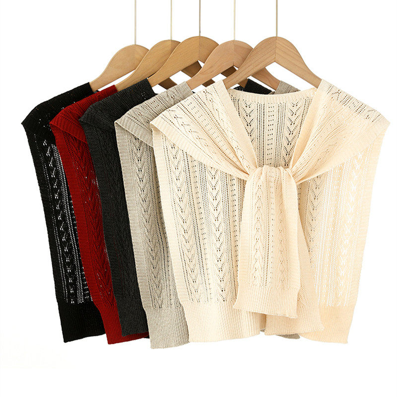 麦穗外搭小披肩坎肩针织羊毛线空调衬衫女薄保暖护颈围脖搭肩百搭