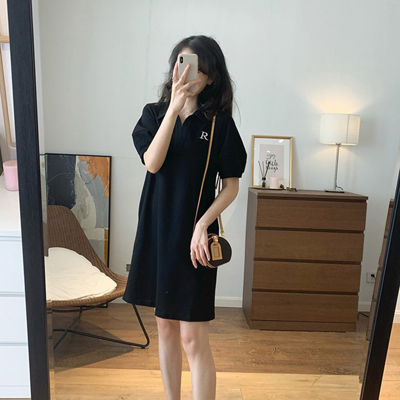 2025韩版新款休闲显瘦t恤裙小个子高级感polo连衣裙子女夏宽松