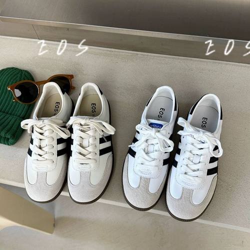 EOS经典款 真皮韩版复古德训休闲百搭小白鞋板鞋22560-1