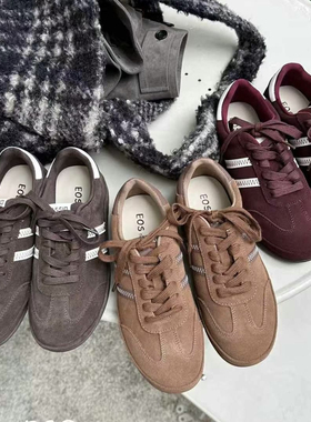 EOS真皮新款磨砂皮平底系带德训鞋休闲运动板鞋82300-6