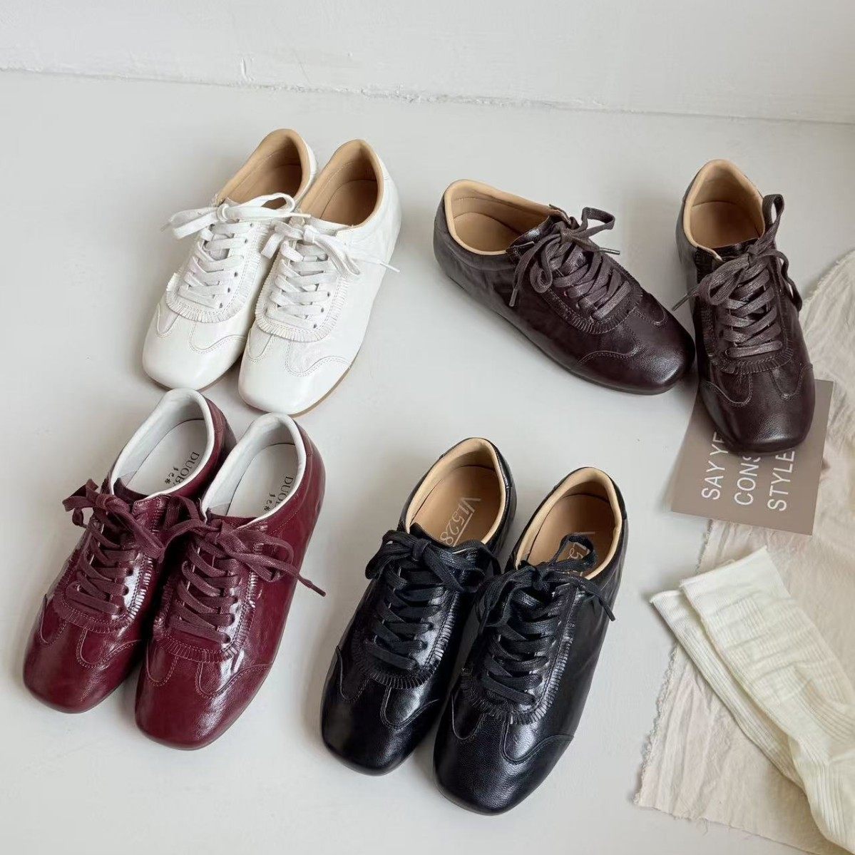 头层牛皮德训鞋女2026春季新款休闲鞋系带单鞋平底,运动鞋new,德训鞋,淘宝优惠券,粉丝福利购,淘宝优惠卷