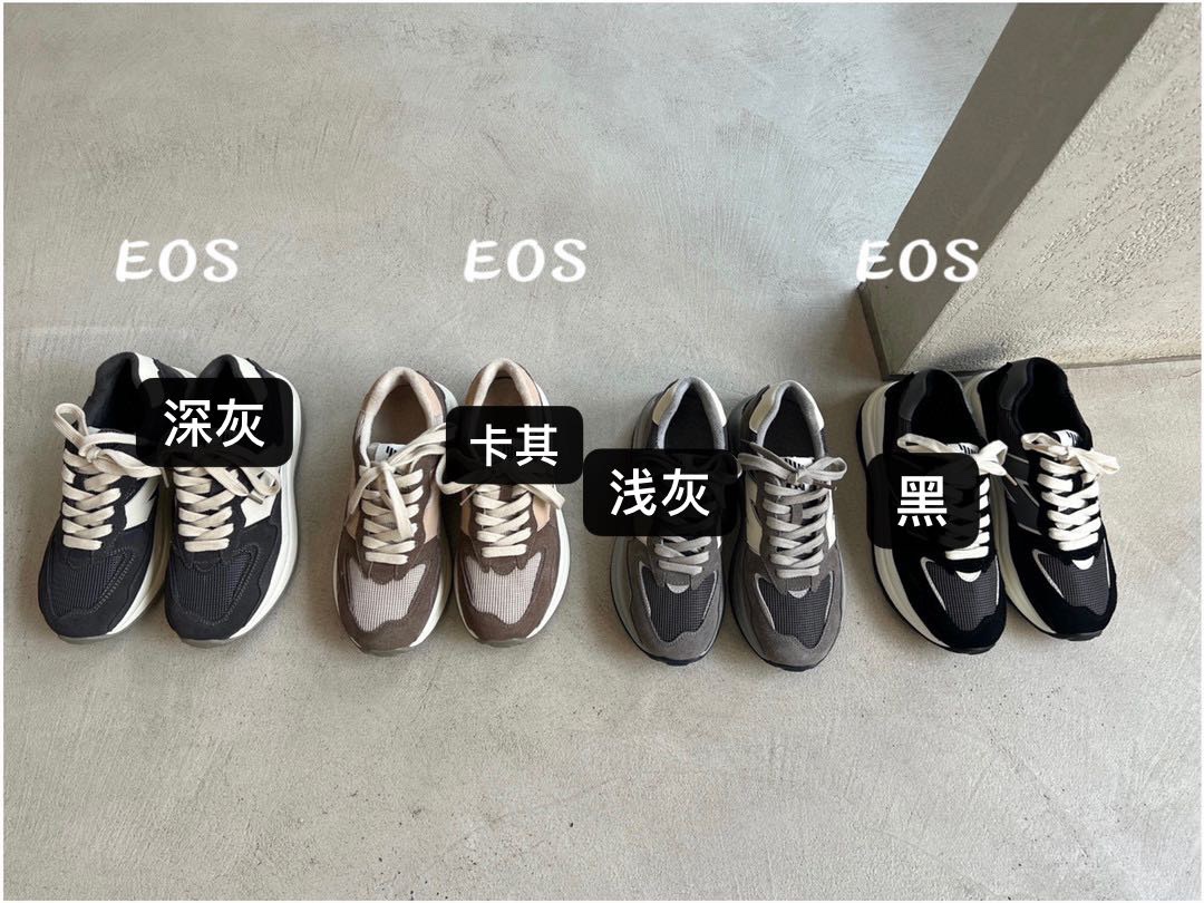 EOS韩版冬新款真皮加绒磨砂皮拼色N字运动休闲鞋女1030-83/877-8