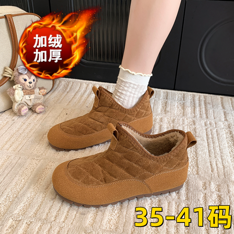 棉鞋一脚蹬软底舒适短筒靴