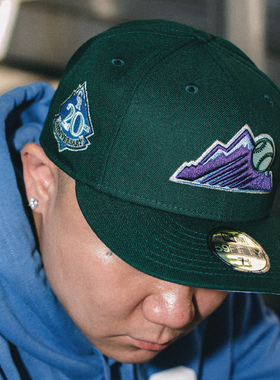 New Era全封闭棒球帽绿色MLB美职棒科罗拉多落基山59FIFTY不可调