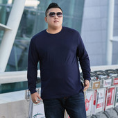 长袖 t恤男潮牌新款 纯棉潮流纯色男生欧码 春秋季 上衣学生韩版 宽松