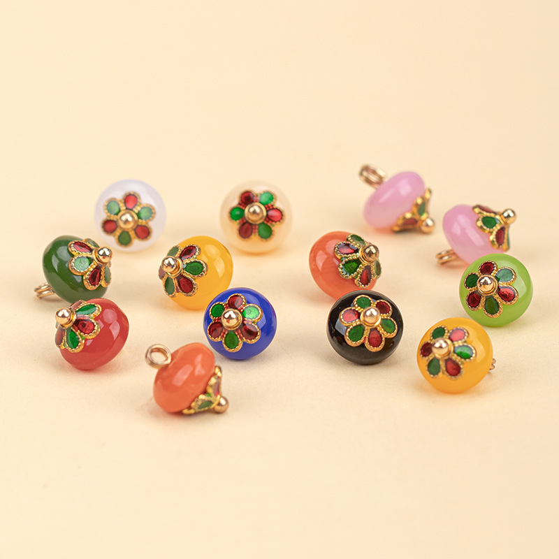 恒美合旗袍盘扣扣子仿玉石金属花伞纽扣复古汉服唐装手工装饰辅料