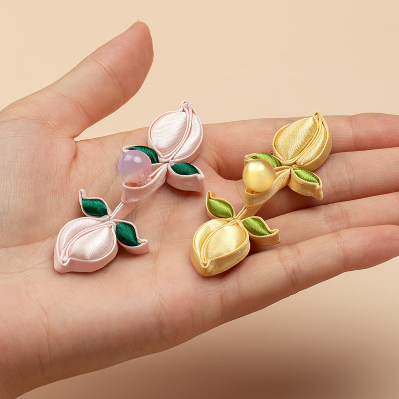 恒美合旗袍盘扣扣子国风桃子花扣汉服手工编织硬条纽扣复古装饰扣