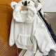 可爱考拉毛绒绒连帽卫衣女中大童学生加绒保暖宽松百搭卫衣外套