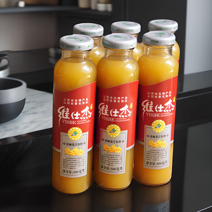 山西特产维仕杰沙棘汁饮料300ml*6瓶果汁沙棘果汁玻璃瓶装