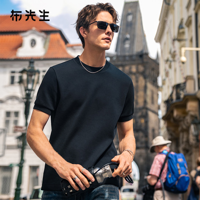 MrBu布先生简约圆领加厚保暖热胆t恤秋季纯色短袖打底衫男KT15765