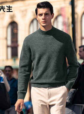 MrBu布先生微廓形半高领羊毛衫秋冬加厚蓄温保暖男款毛衣BT12225