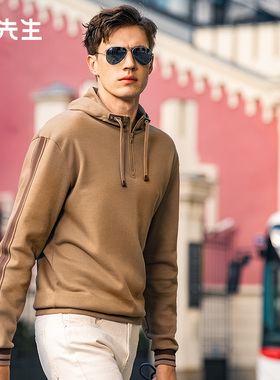 MrBu布先生微廓拉链连帽卫衣早春美拉德撞色长袖t恤男PT15521