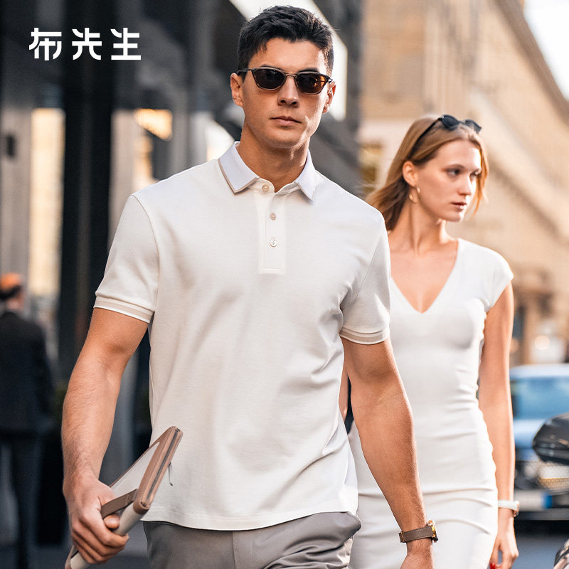 MrBu布先生撞色翻领polo衫夏图片