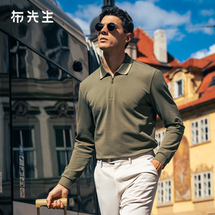 MrBu布先生商务拉链翻领长袖 提花上衣男BT16865 polo衫 2025秋新款