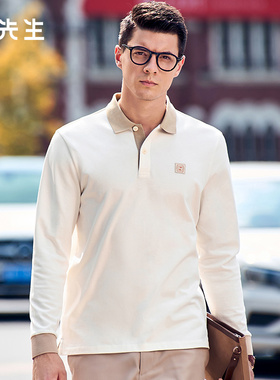 MrBu布先生重磅翻领纯棉长袖T恤秋冬定制真皮皮标男上衣BT11898