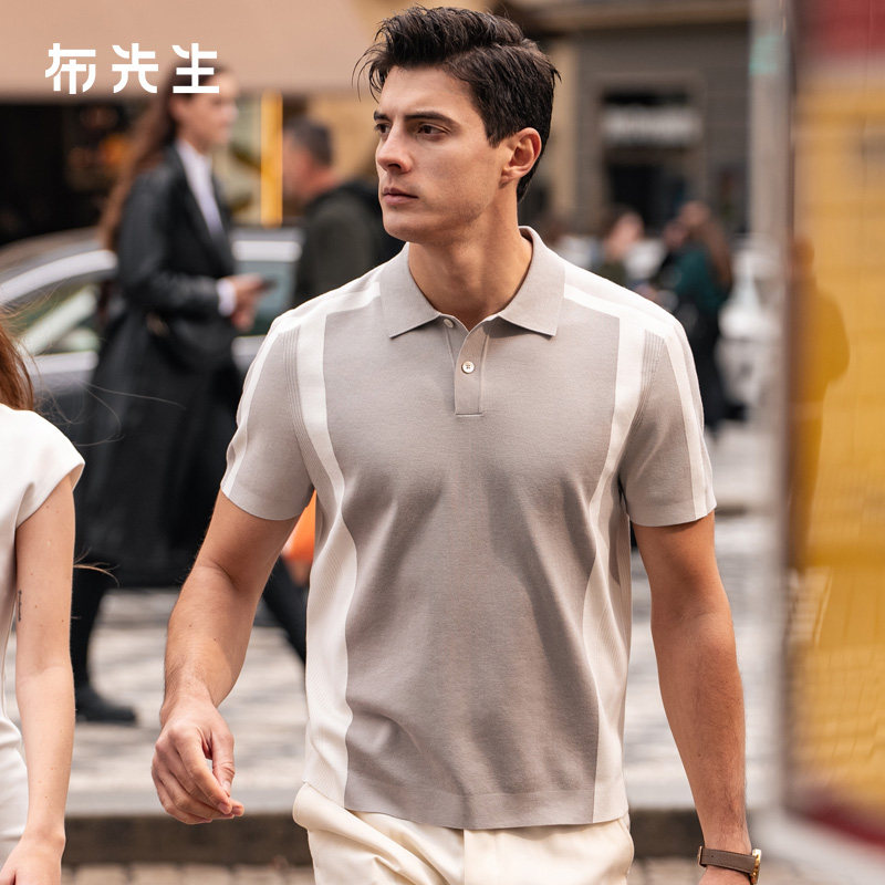 MrBu布先生商务针织polo男夏季凉感透气拼接设计短袖AT16010