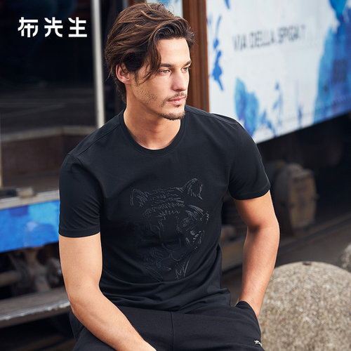 MrBu布先生潮流虎头绣花短袖t恤