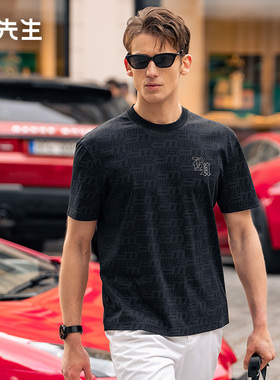 MrBu布先生廓形潮流印花时尚t恤衫2025春夏老钱风男款短袖ET16185