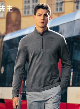 MrBu布先生保暖立领长袖t恤男2025秋冬新款商务半拉链上衣BT16872