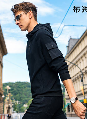 MrBu布先生插肩袖连帽卫衣秋冬华夫格肌理感口袋长袖男PT15530
