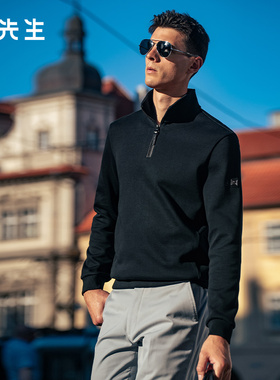 MrBu布先生半拉链立领加厚保暖T恤2025秋冬新款罗纹卫衣男BT16877
