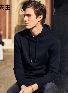 MrBu布先生美式长袖T恤加厚卫衣男秋冬休闲连帽衫男上衣t恤BT3673