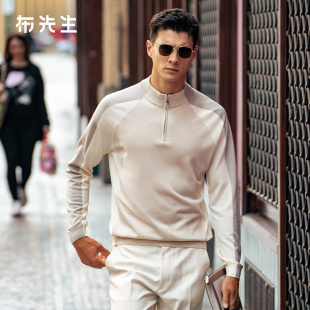 MrBu布先生半拉链立领拼色长袖 可机洗毛衣BT16902 毛t男2025秋冬款