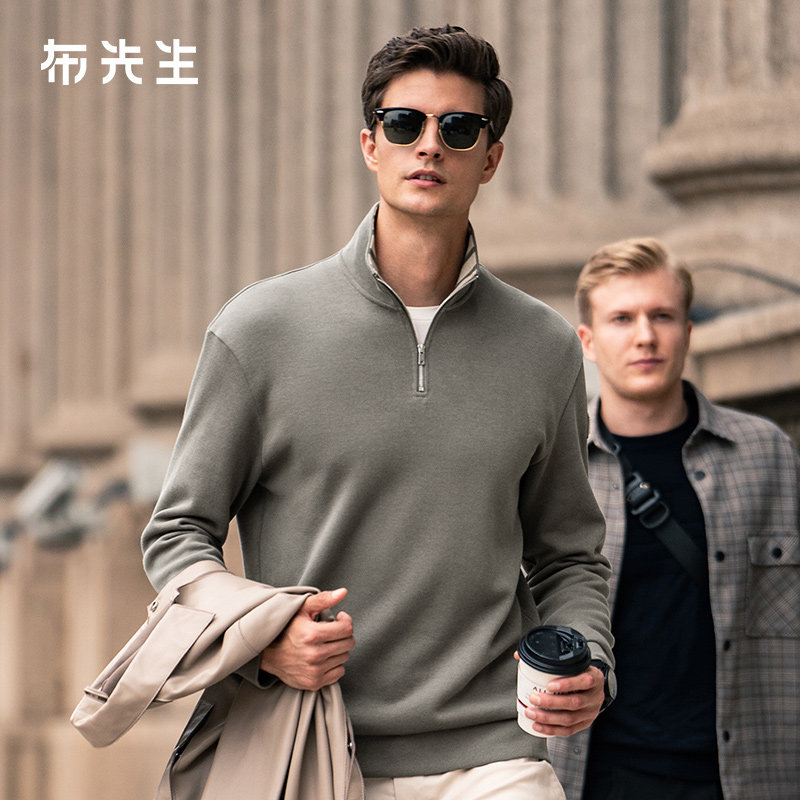 MrBu布先生高领拉链长袖T恤男秋冬加厚纯色罗纹布商务装BT11527,男装,T恤,淘宝优惠券,粉丝福利购,淘宝优惠卷