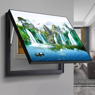 新中式山水流水生财旭日东升遮挡电表箱画装饰画免打孔配电箱挂画